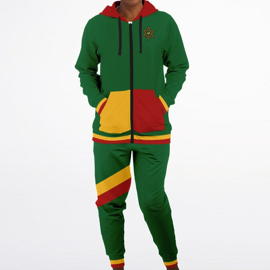 Rasta Zip Hoodie & Jogger Set - Riddim Wave - Casual