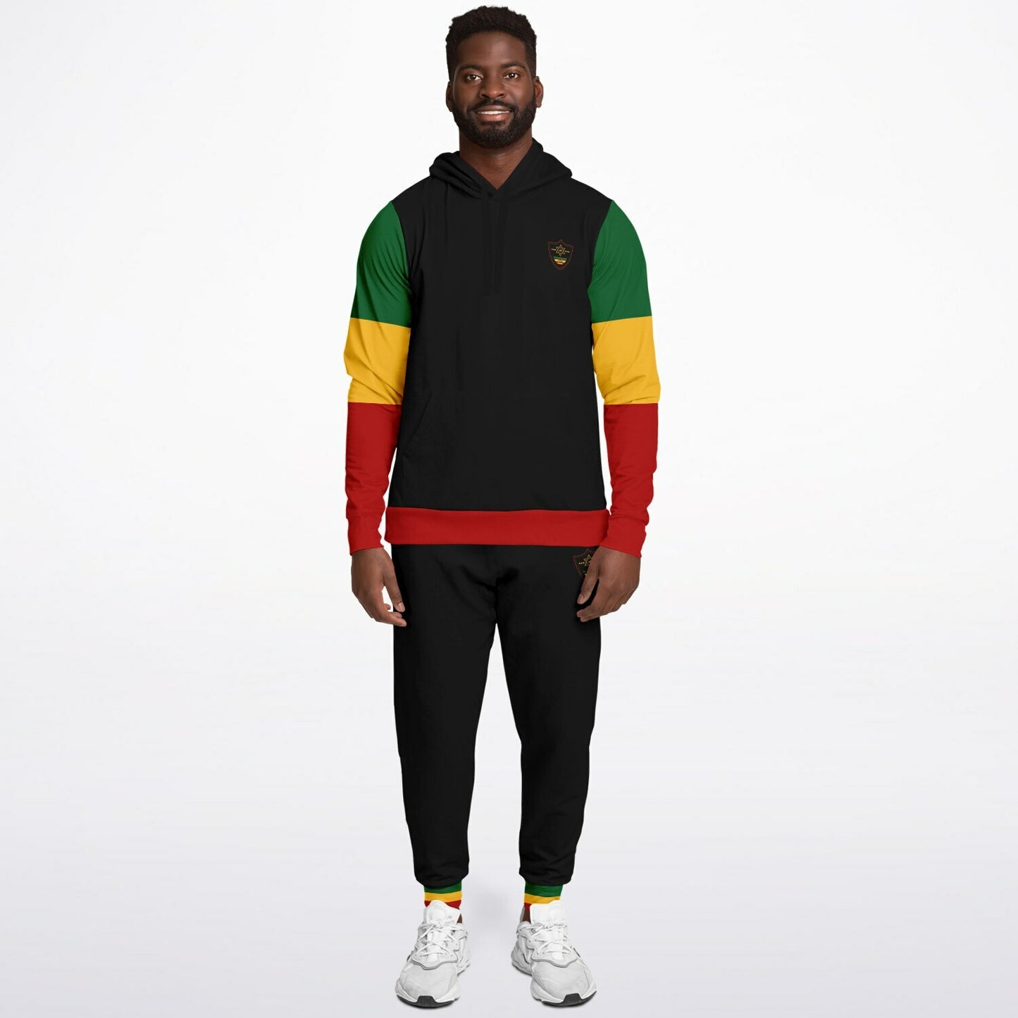 Rasta Pullover Hoodie & Jogger Set - St. Ann Stripe Black - Casual
