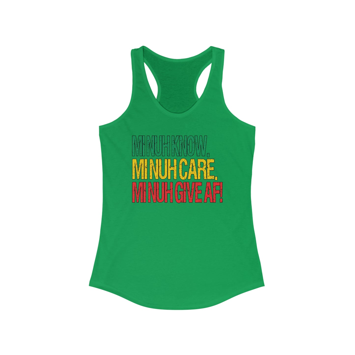 Women's Rasta-Inspired Racerback Tank Top - IDK, IDC, IDGAF