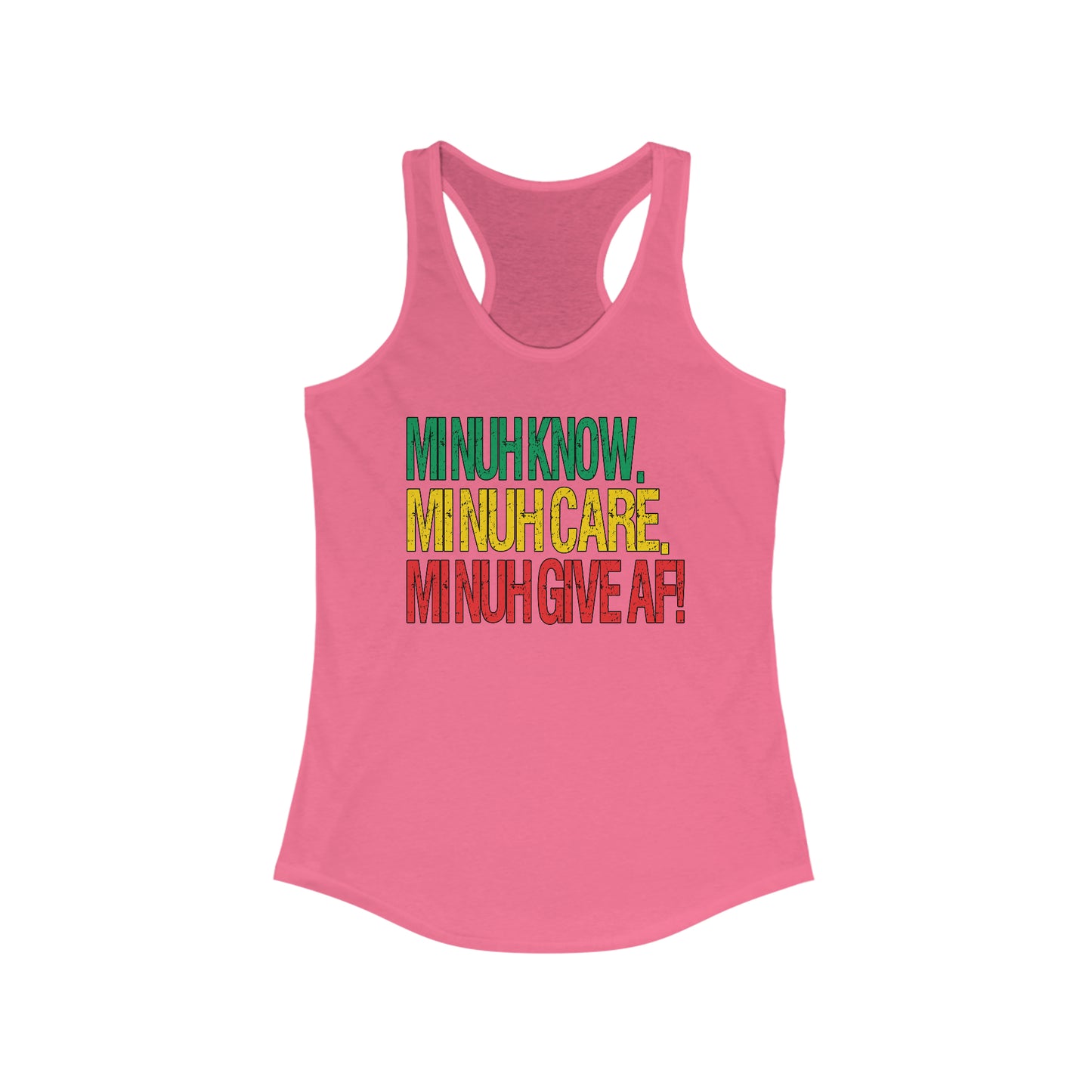 Women's Rasta-Inspired Racerback Tank Top - IDK, IDC, IDGAF