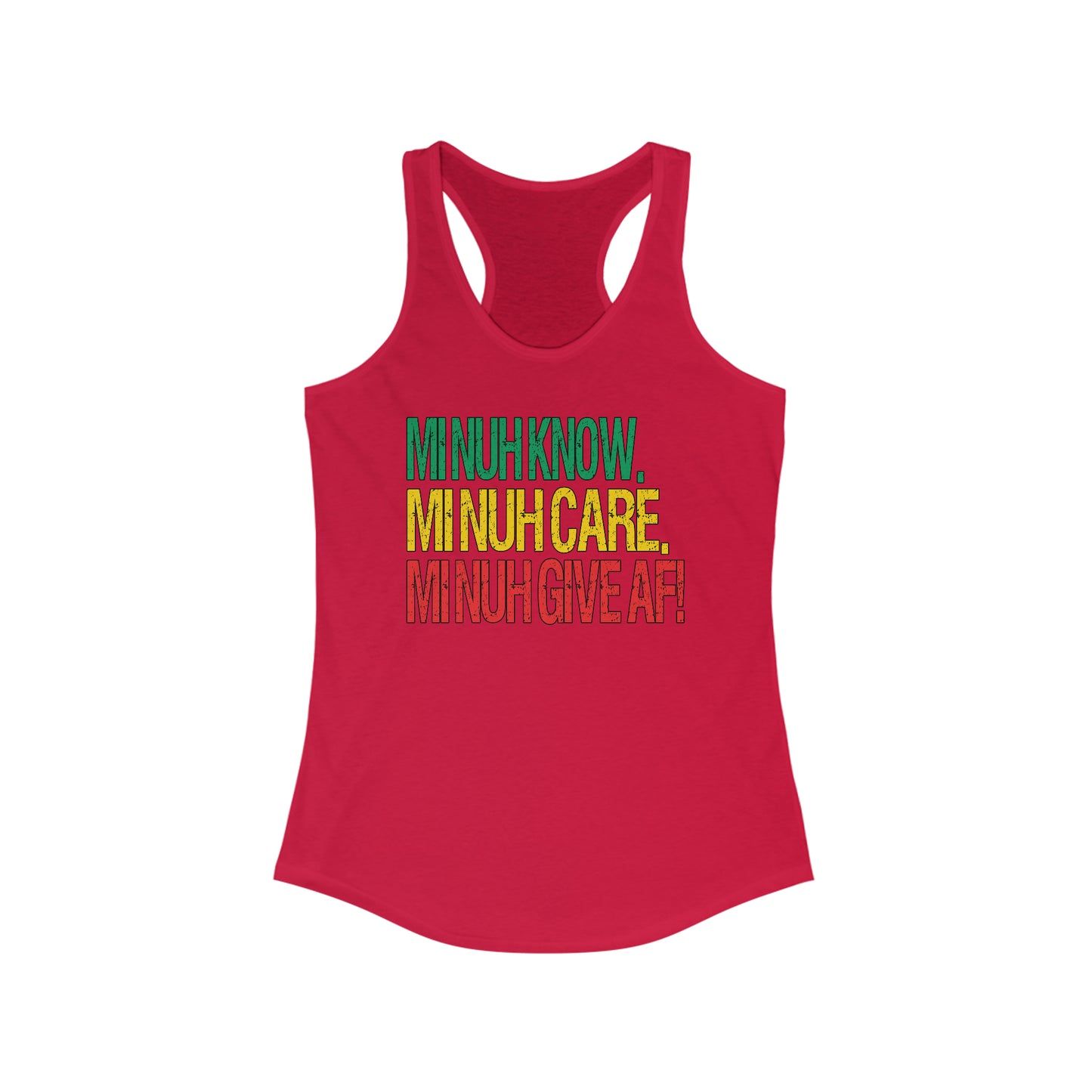 Women's Rasta-Inspired Racerback Tank Top - IDK, IDC, IDGAF
