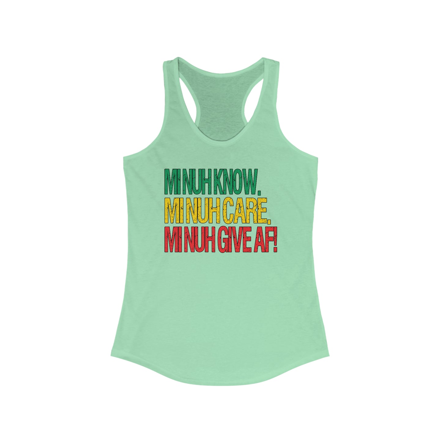 Women's Rasta-Inspired Racerback Tank Top - IDK, IDC, IDGAF