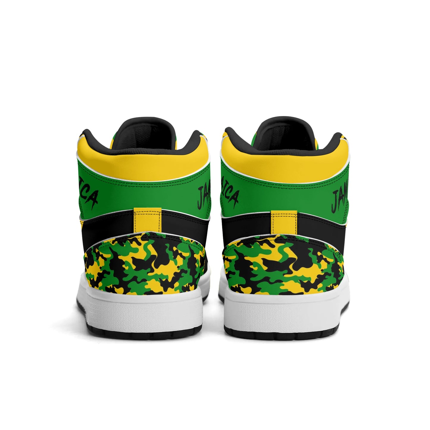 Jamaica Flag Heritage Shoes with camo print in black/green/gold colorway
