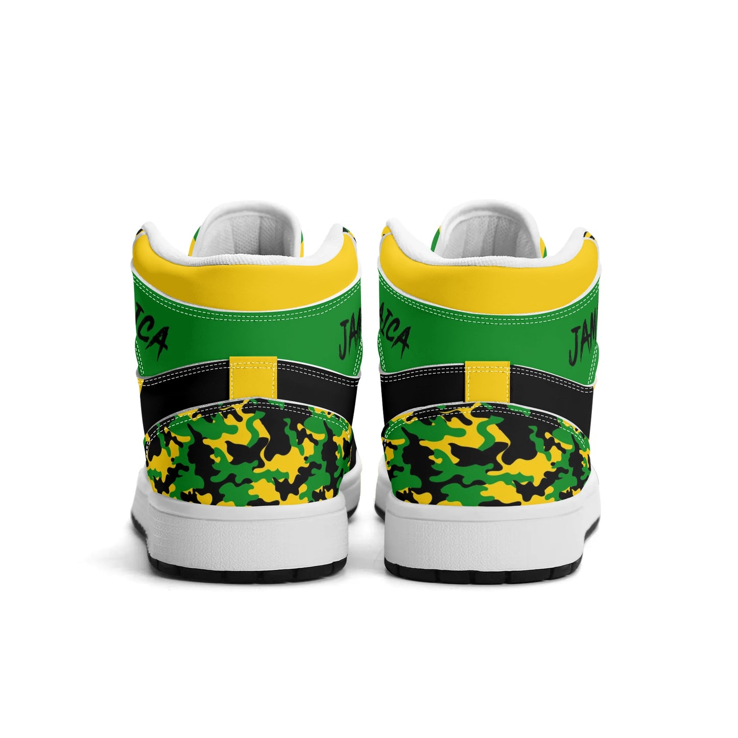 Jamaica Flag Heritage Shoes with camo print in black/green/gold colorway