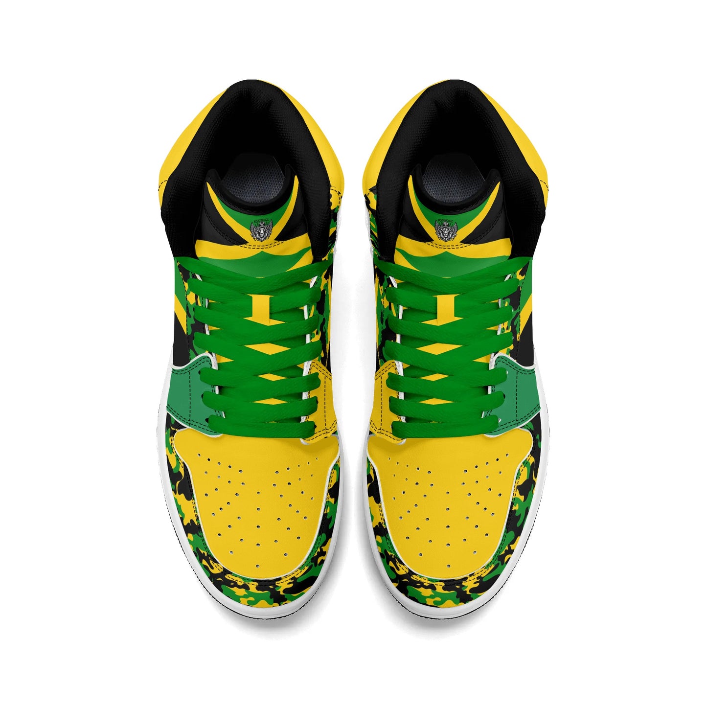 Jamaica Flag Heritage Shoes with camo print in black/green/gold colorway