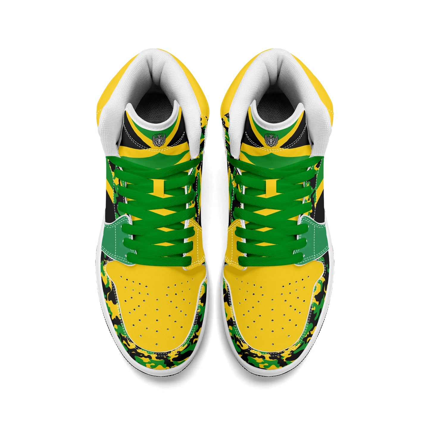 Jamaica Flag Heritage Shoes with camo print in black/green/gold colorway