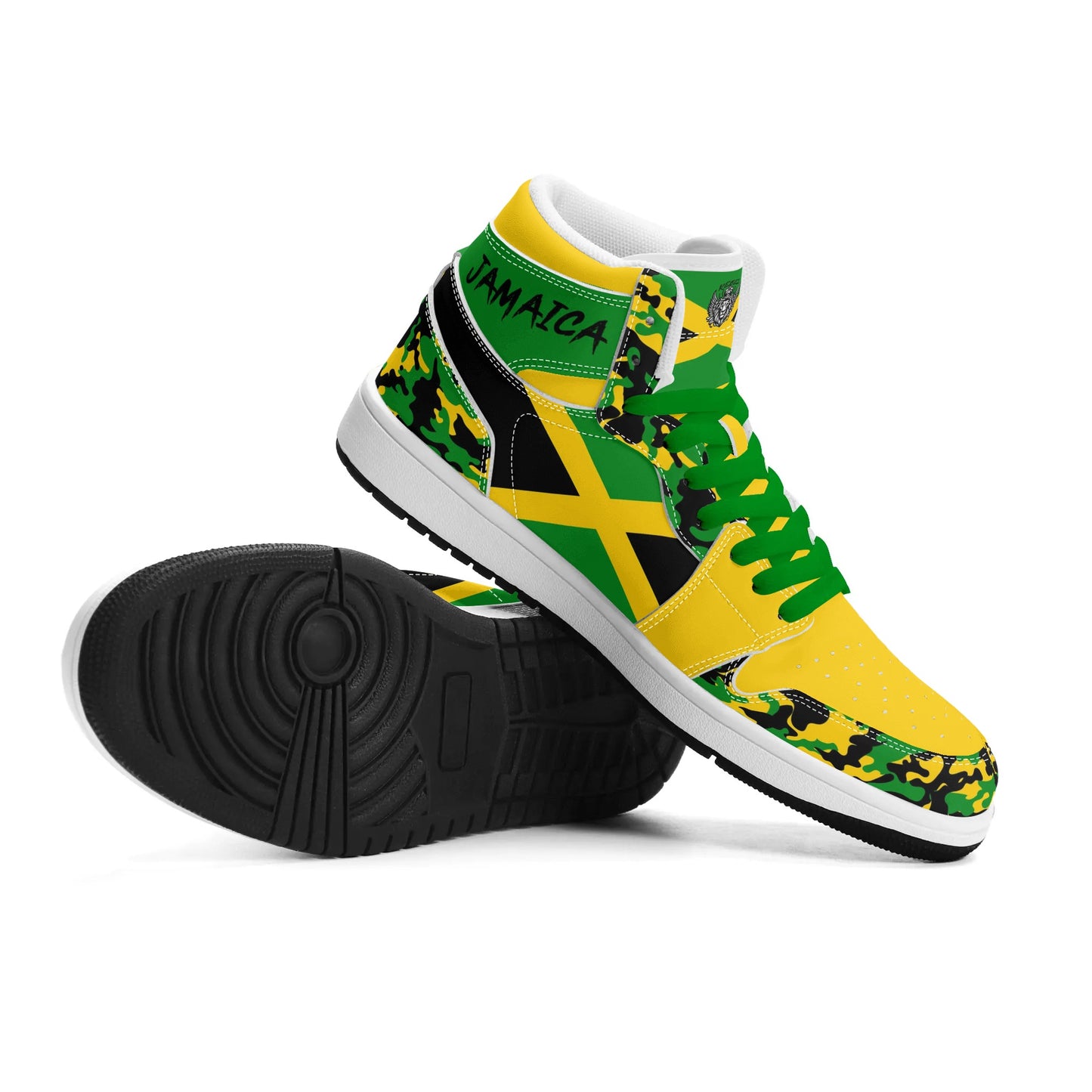 Jamaica Flag Heritage Shoes with camo print in black/green/gold colorway