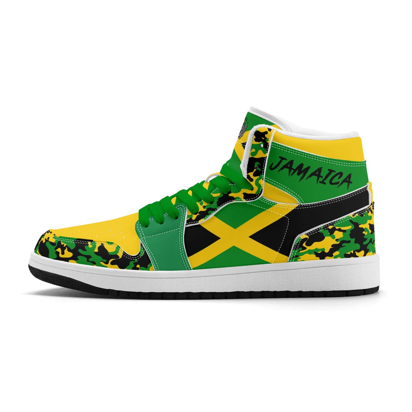 Jamaica Flag Heritage Shoes with camo print in black/green/gold colorway