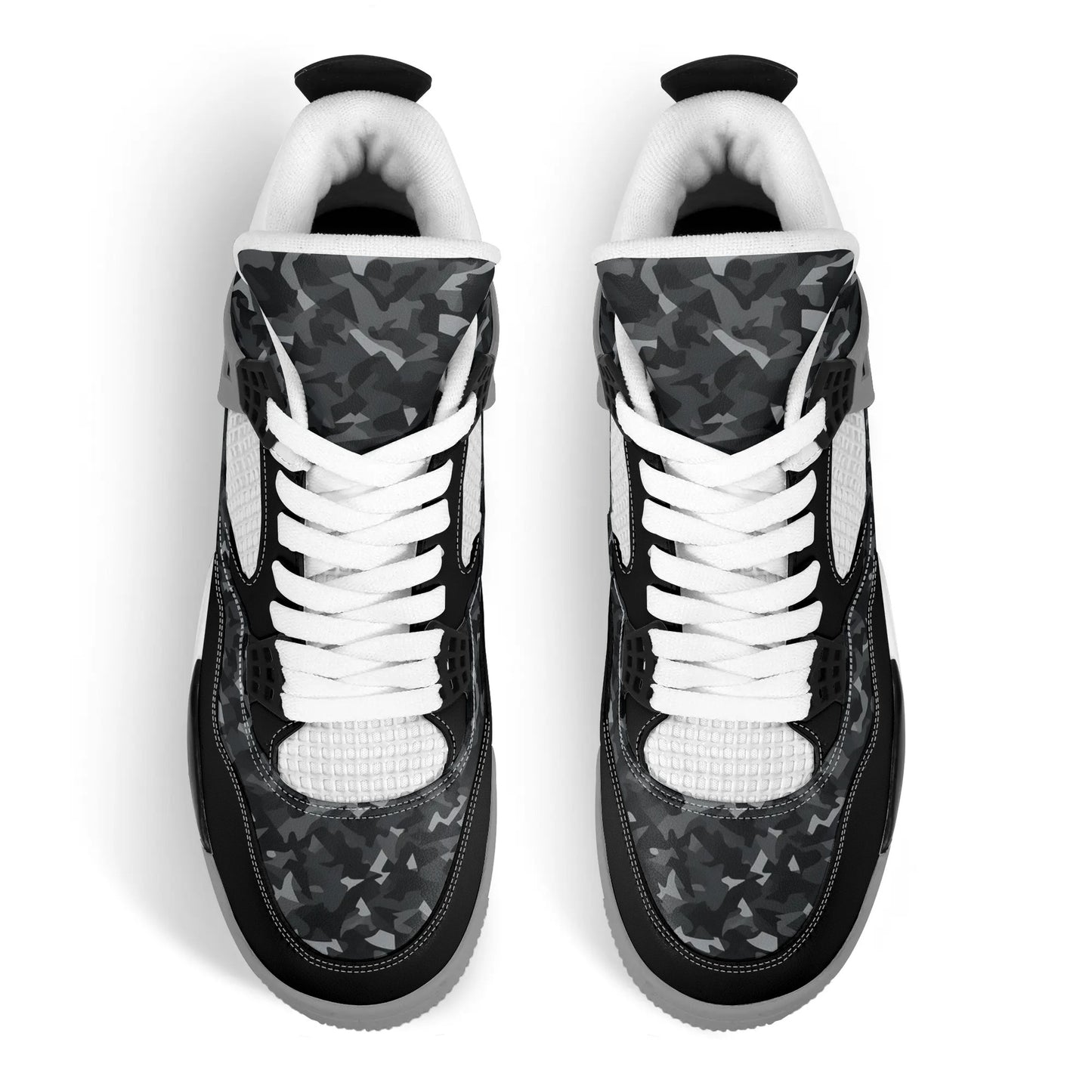 Black Camo Mid Shoes with camo print in black colorway