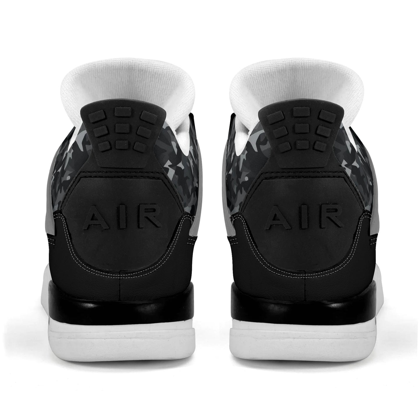 Black Camo Mid Shoes with camo print in black colorway