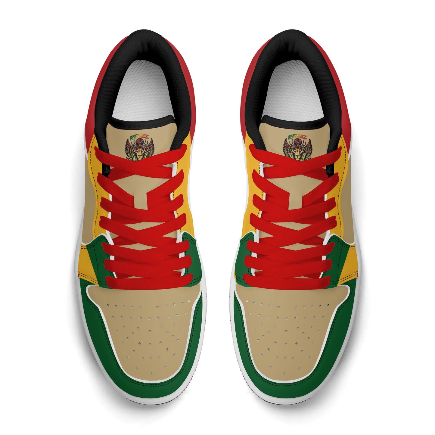 Khaki & Red Shoes in red colorway