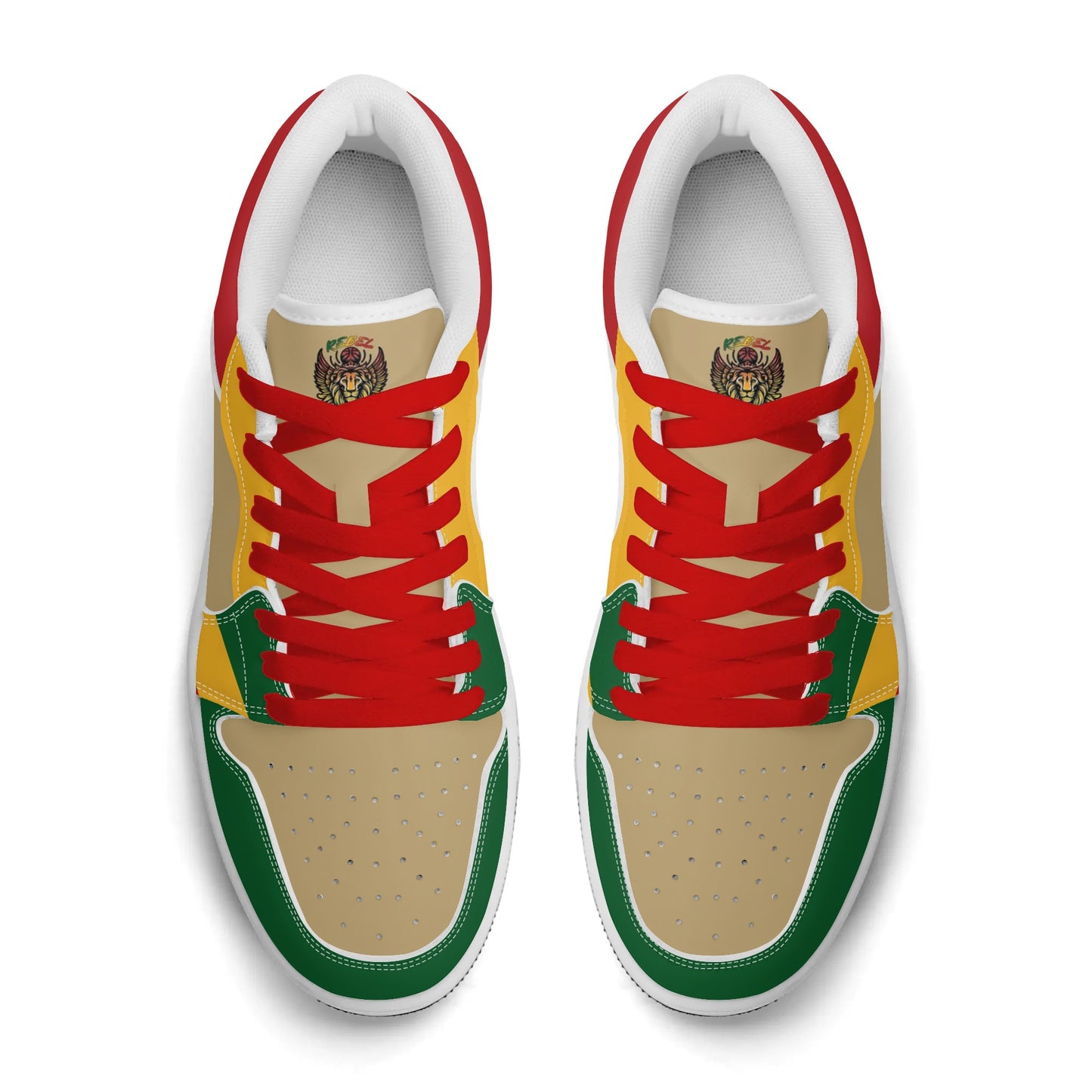 Khaki & Red Shoes in red colorway