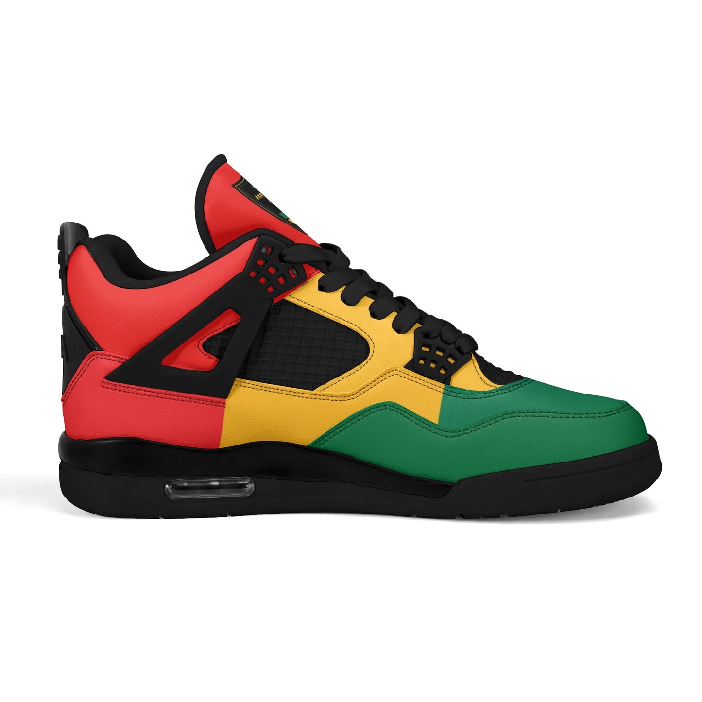 Rasta Lion Of Judah Shoes with lion graphic in red/gold/green colorway