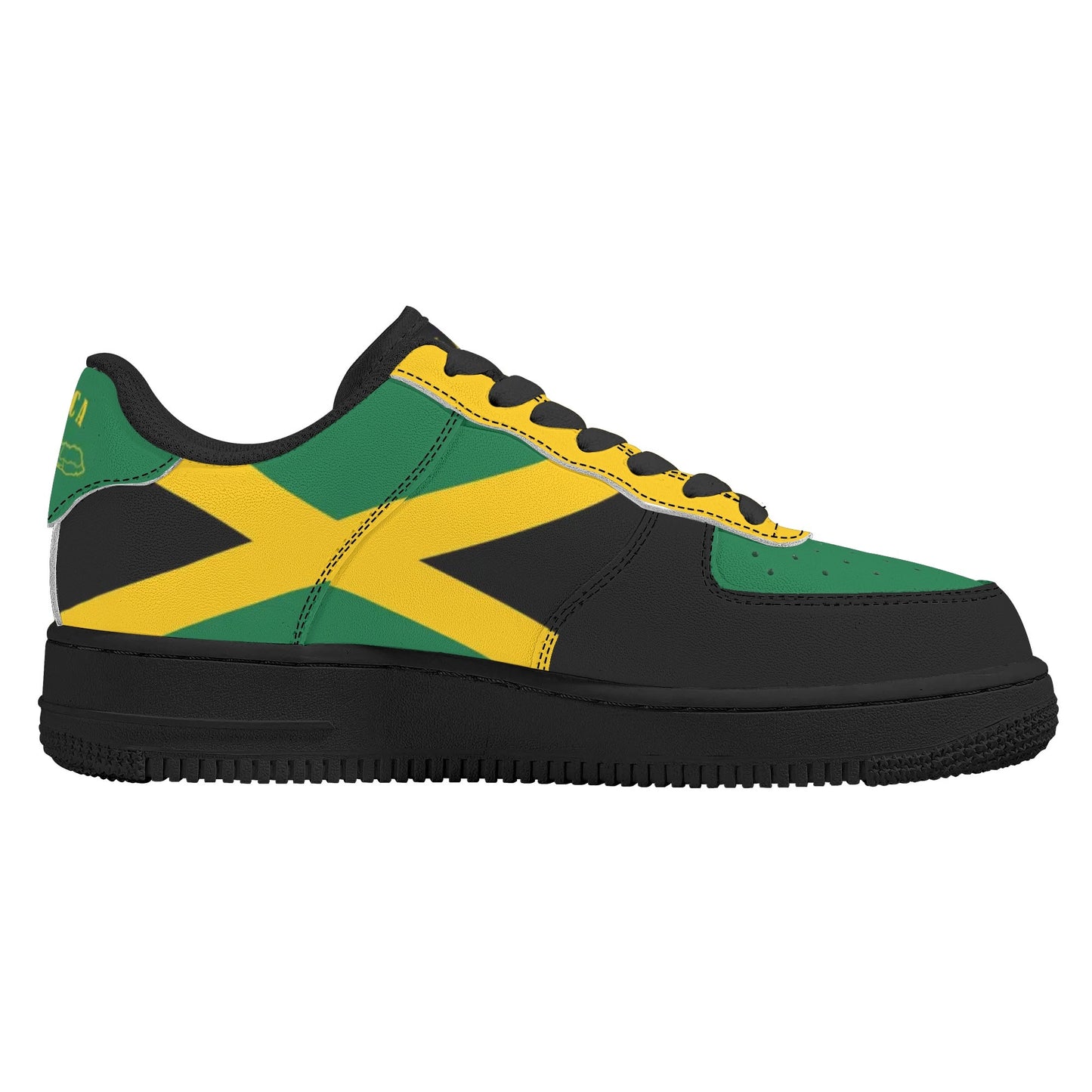 Jamaica Heritage Shoes in black/green/gold colorway