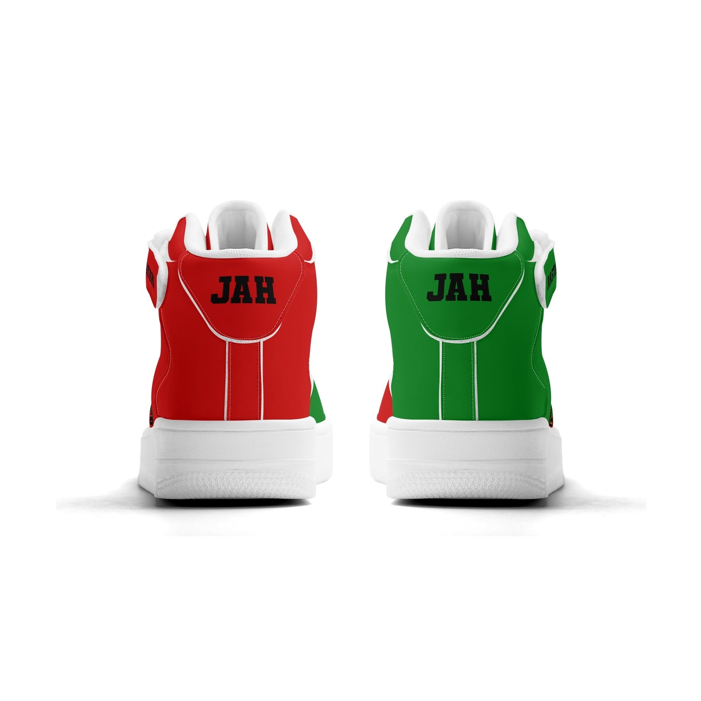 Rasta Lion Of Judah Shoes with lion graphic in red/gold/green colorway