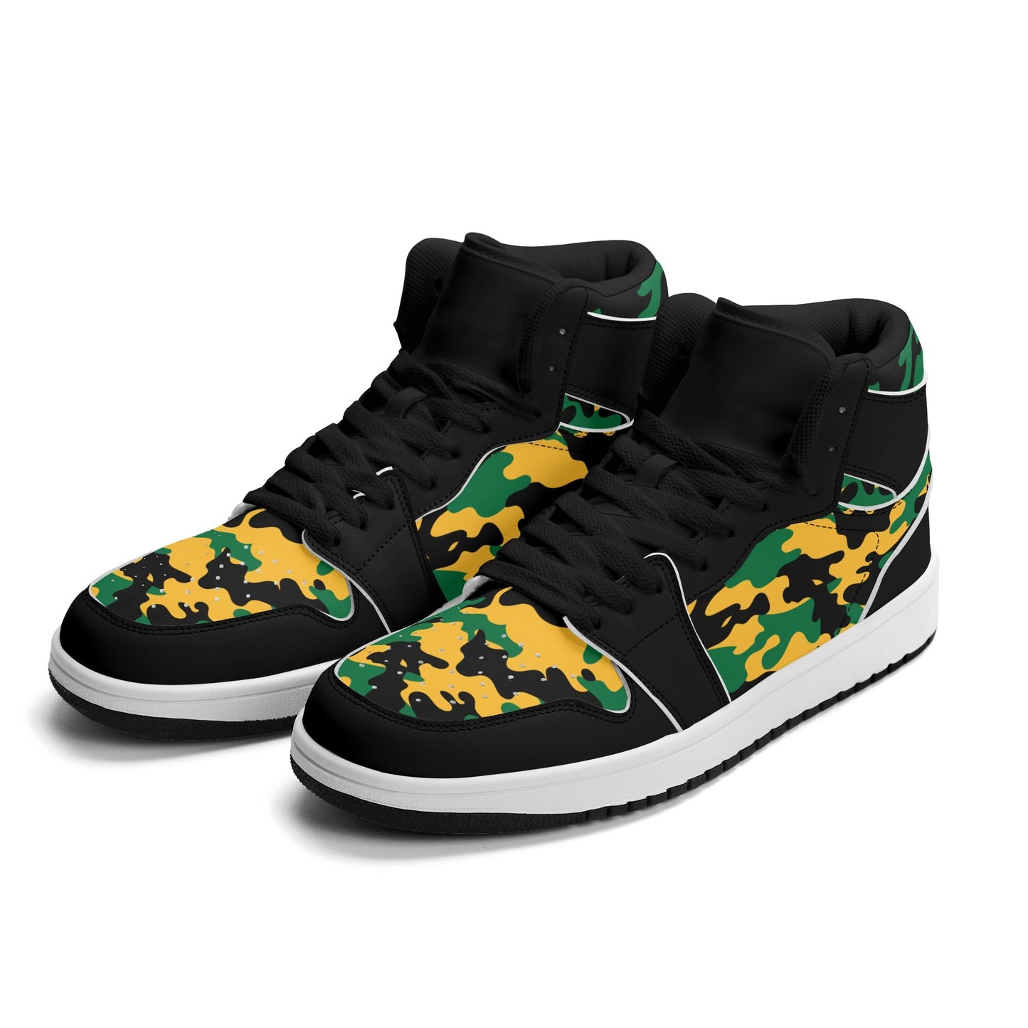 Jamaica Camo Shoes with camo print in black/green/gold colorway