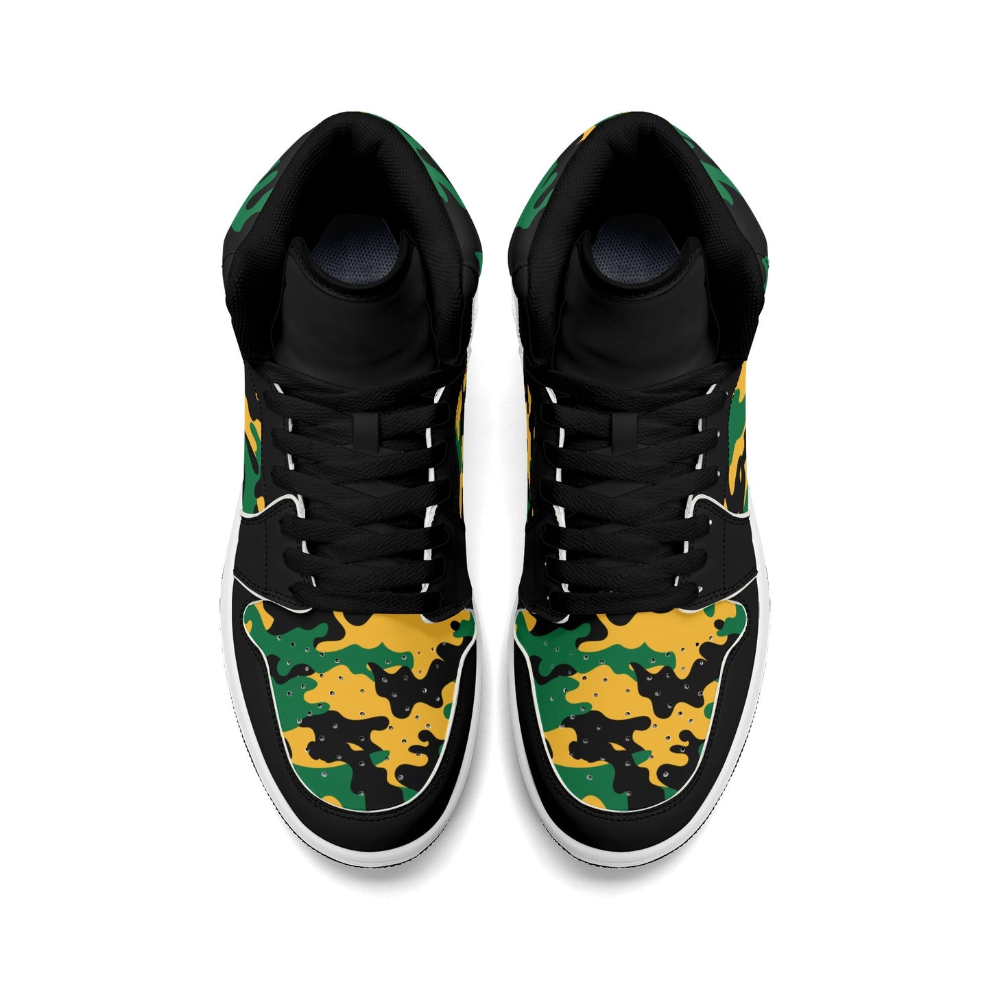 Jamaica Camo Shoes with camo print in black/green/gold colorway