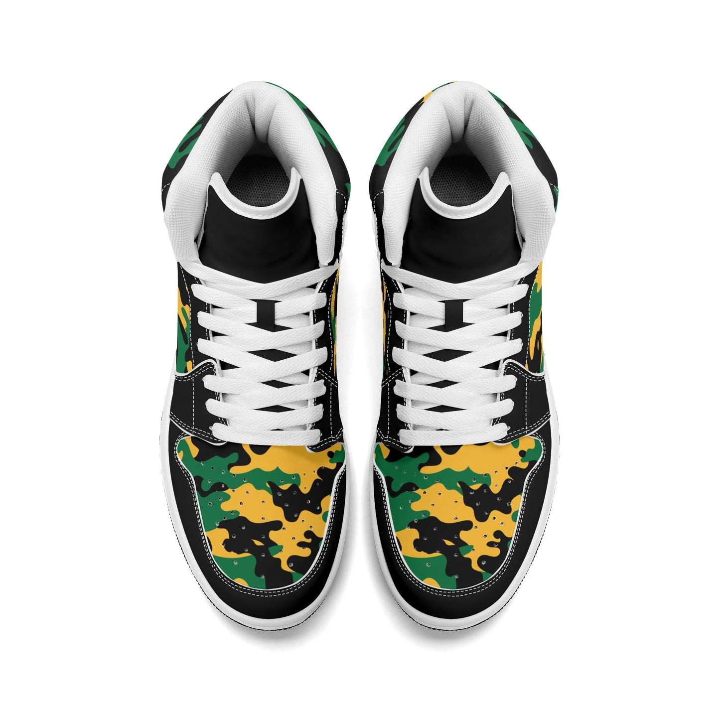 Jamaica Camo Shoes with camo print in black/green/gold colorway