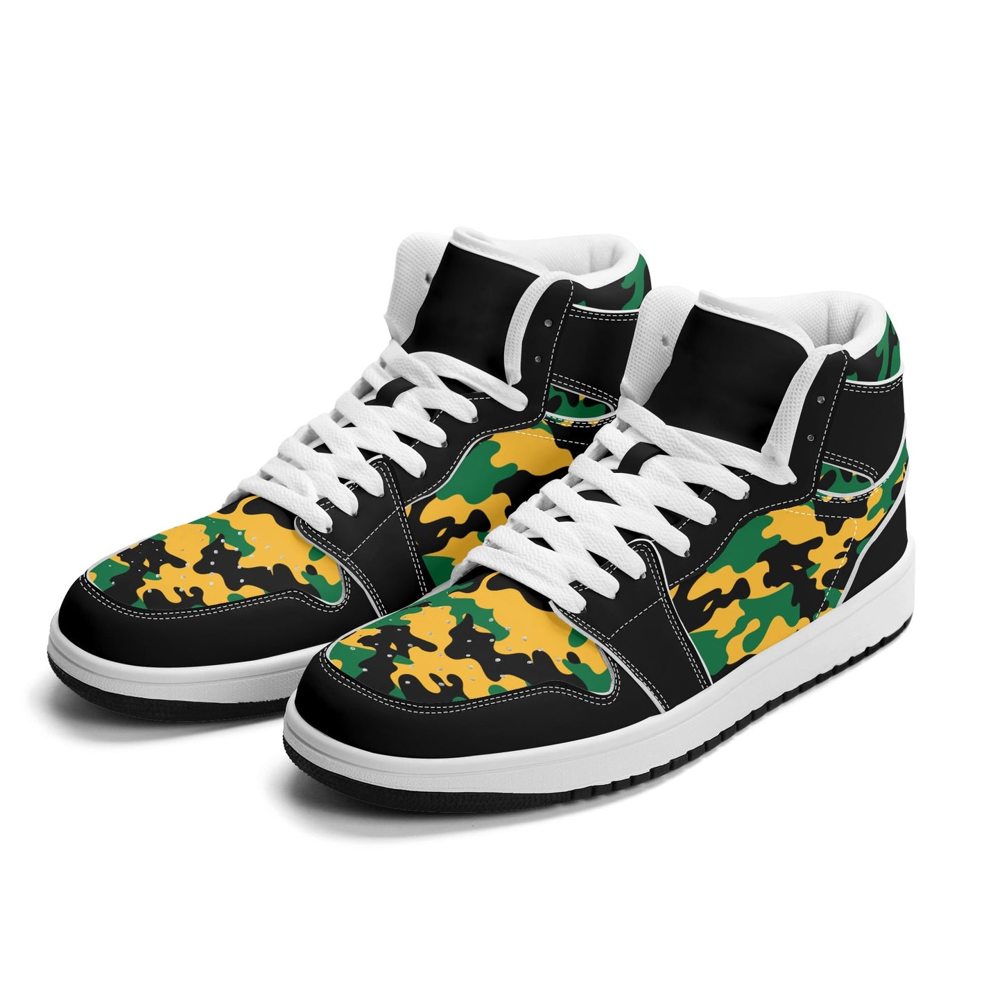Jamaica Camo Shoes with camo print in black/green/gold colorway