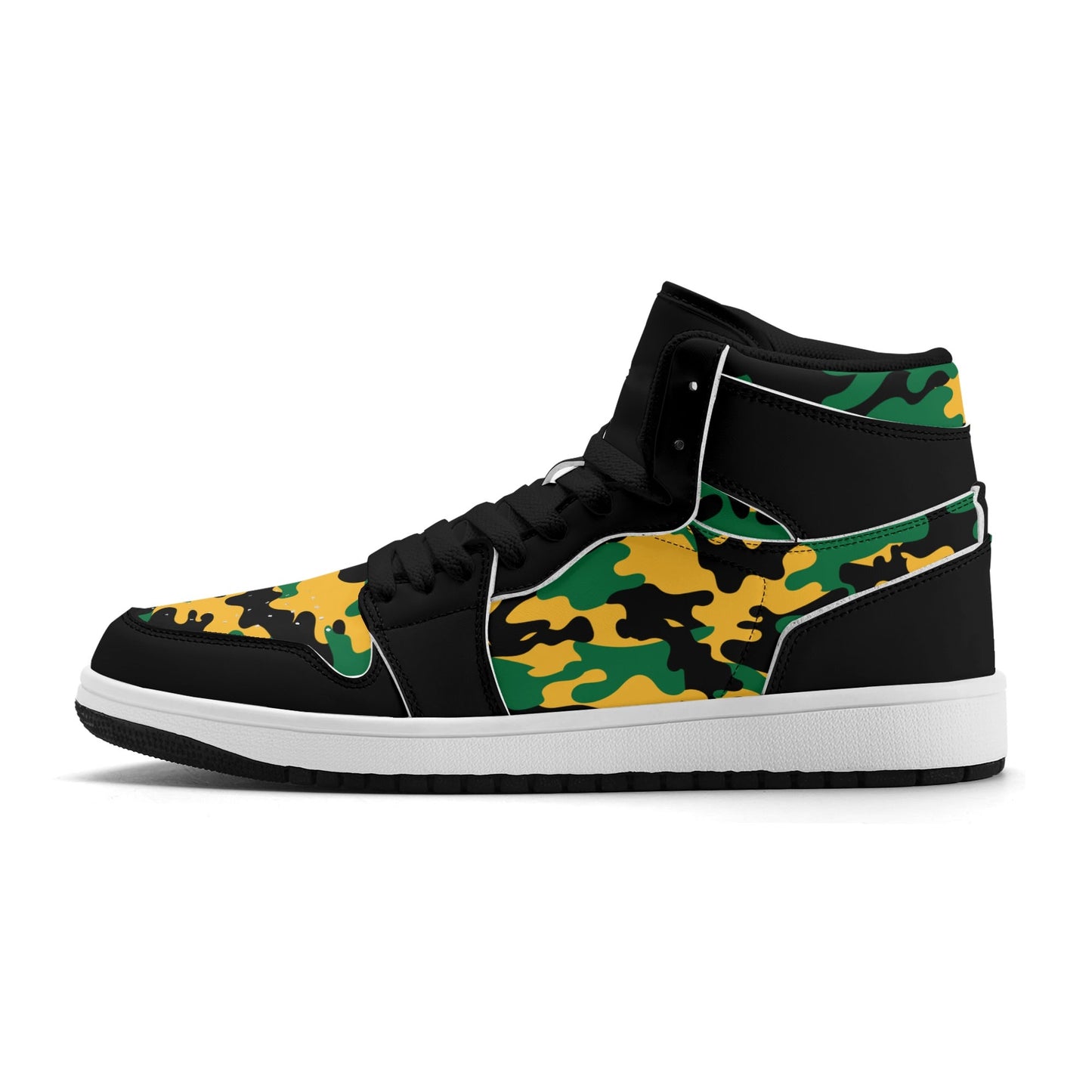 Jamaica Camo Shoes with camo print in black/green/gold colorway
