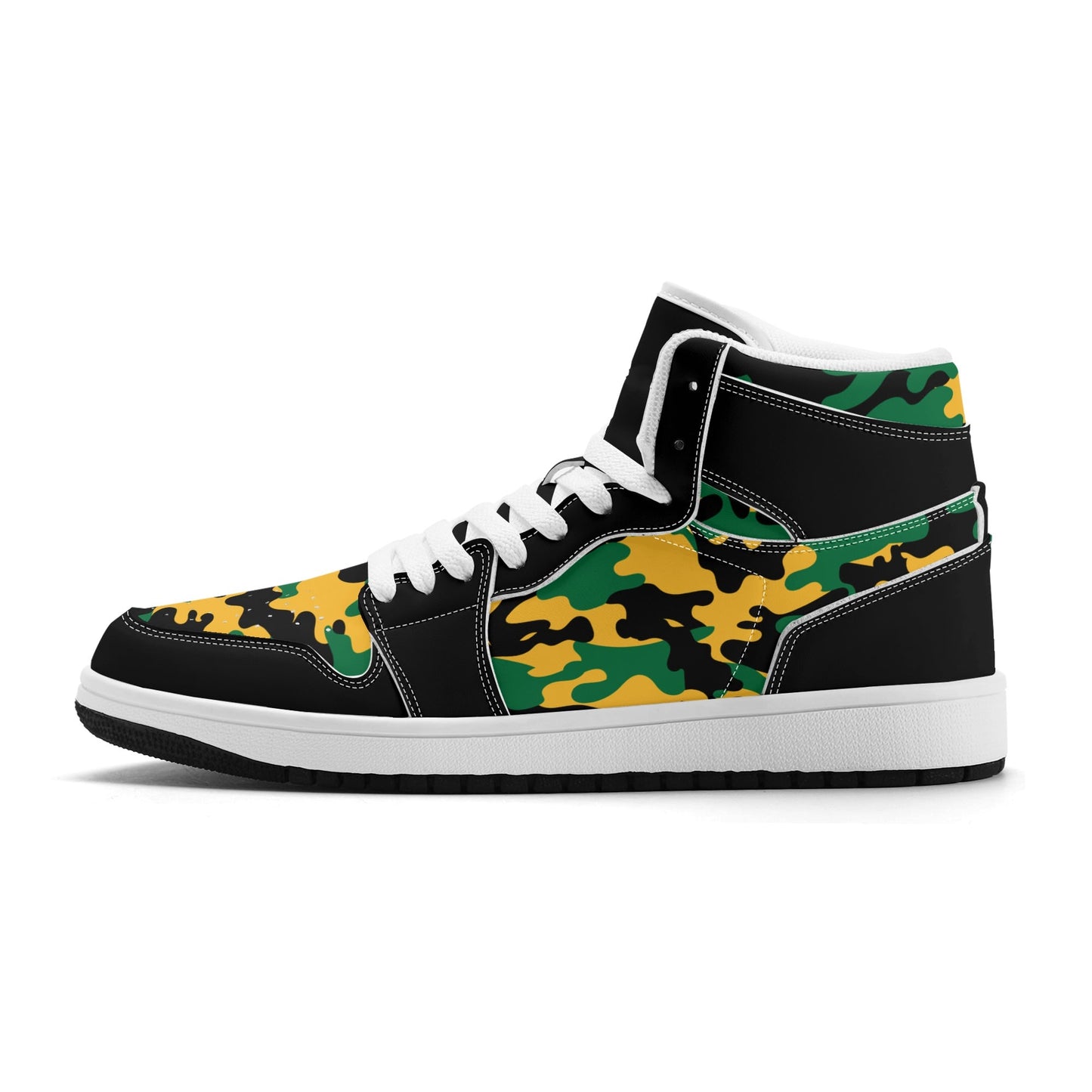 Jamaica Camo Shoes with camo print in black/green/gold colorway