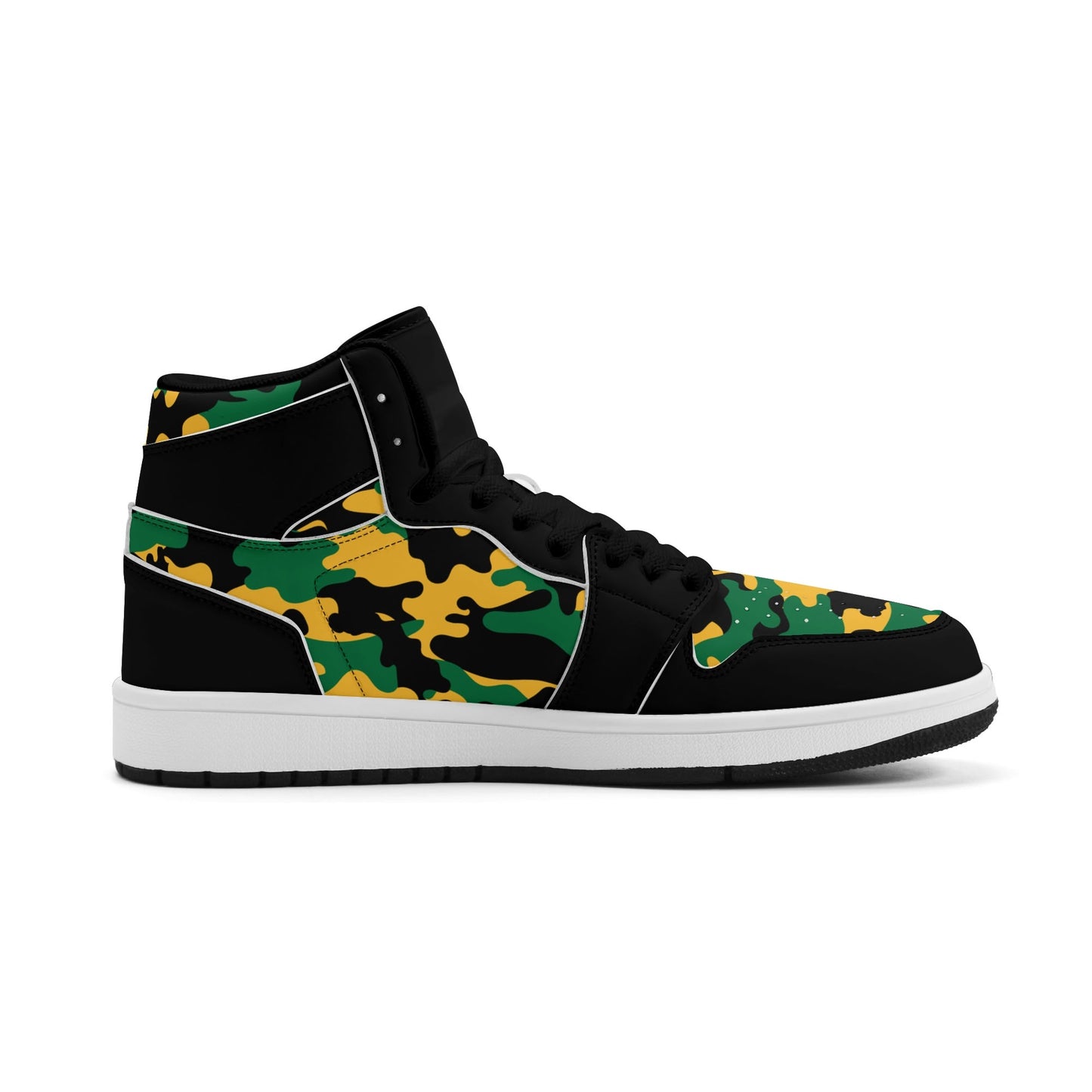 Jamaica Camo Shoes with camo print in black/green/gold colorway