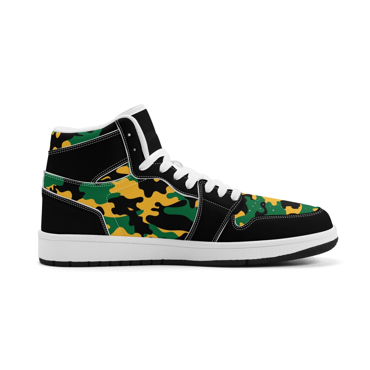 Jamaica Camo Shoes with camo print in black/green/gold colorway
