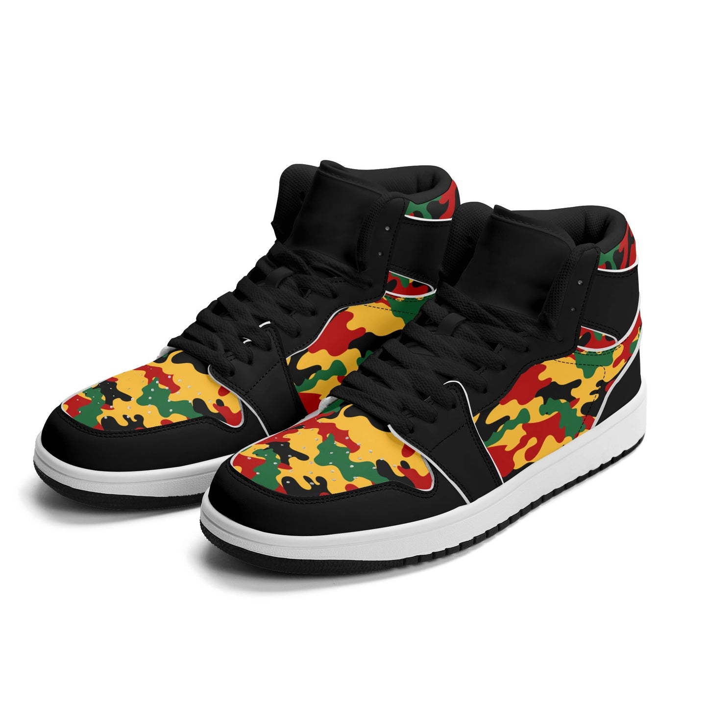 Rasta Black Shoes with camo print in black colorway