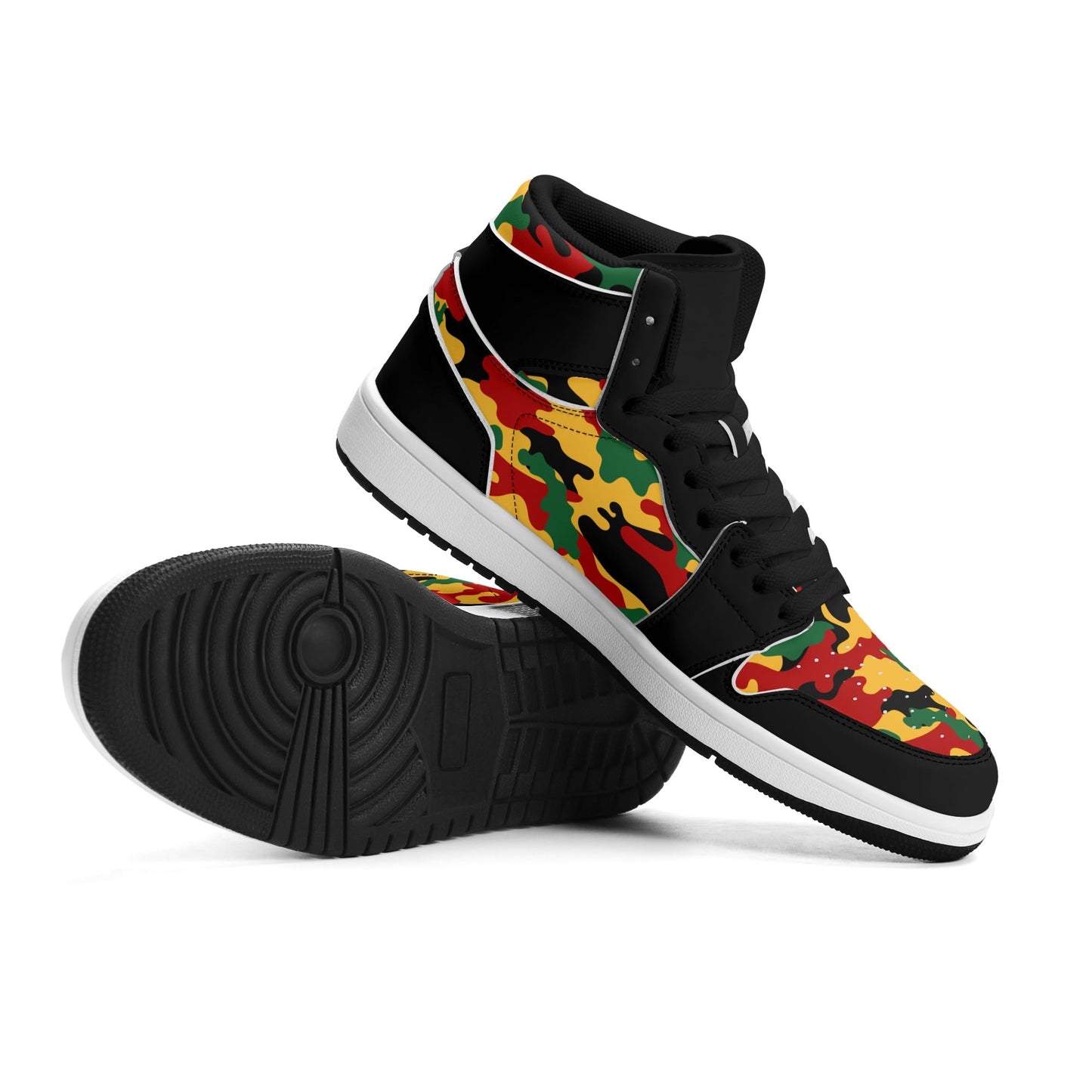 Rasta Black Shoes with camo print in black colorway