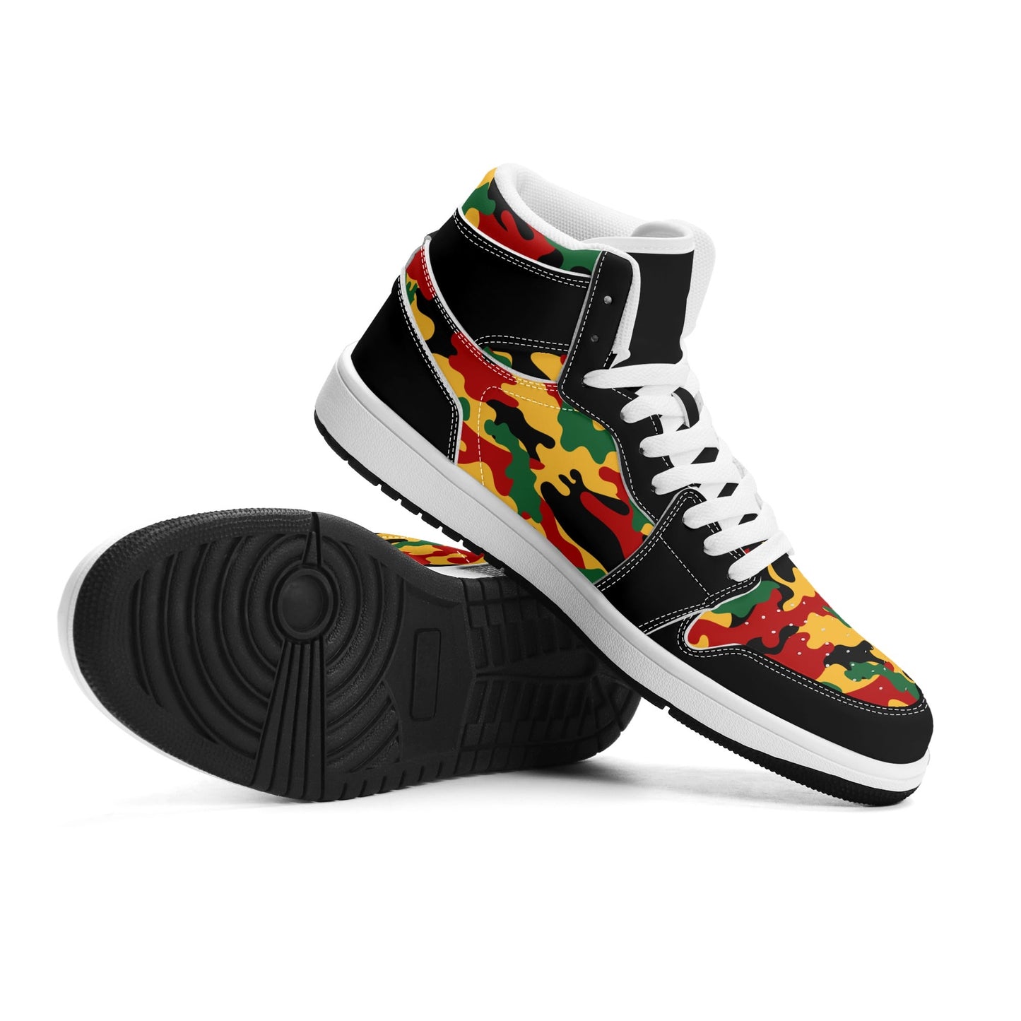 Rasta Black Shoes with camo print in black colorway