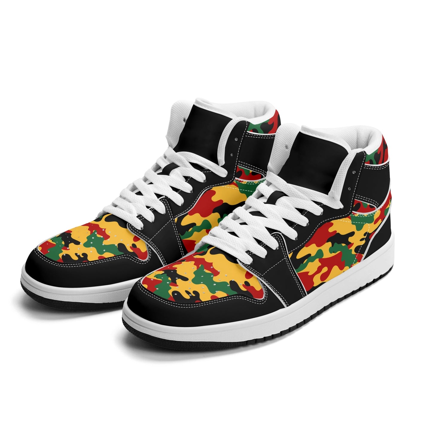 Rasta Black Shoes with camo print in black colorway
