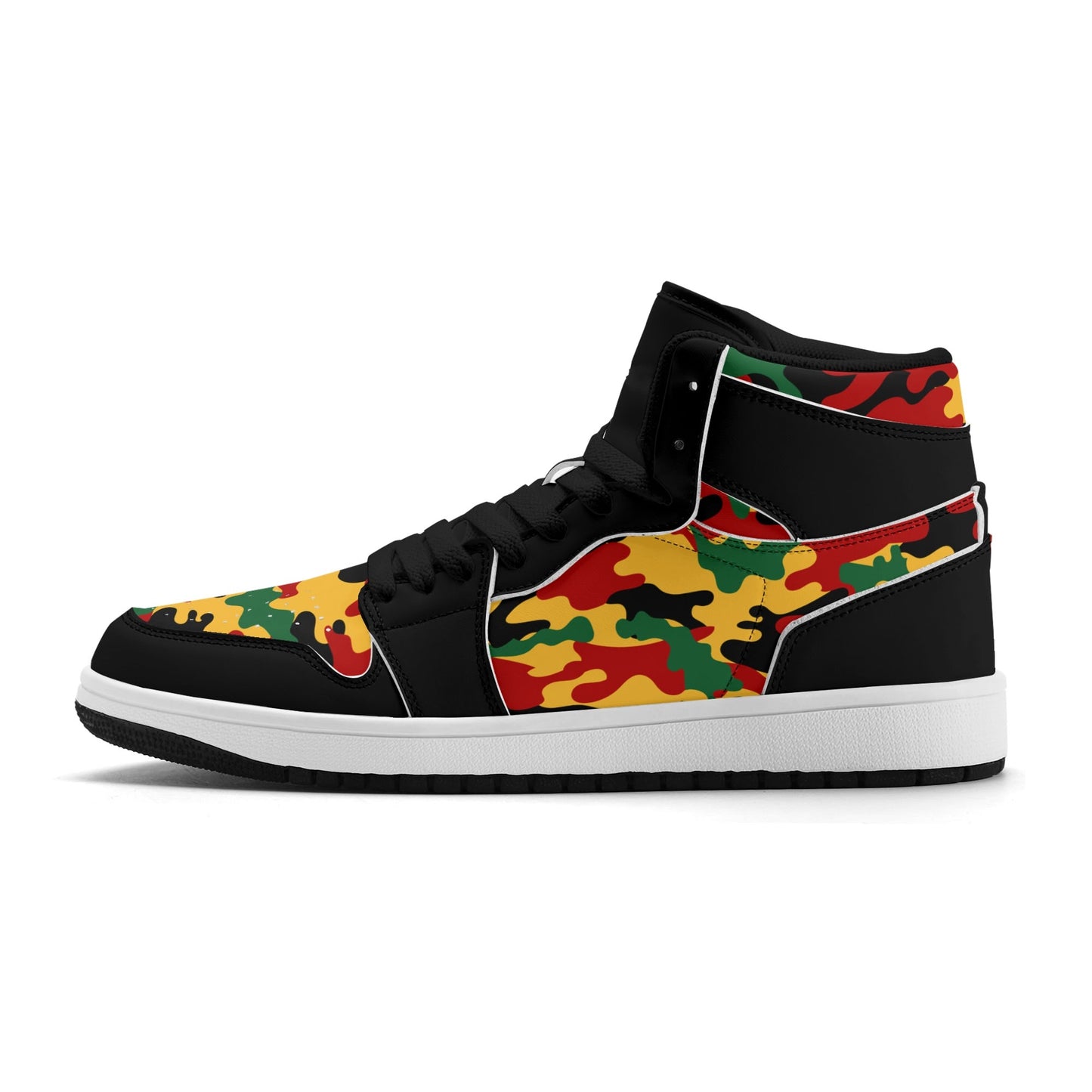 Rasta Black Shoes with camo print in black colorway