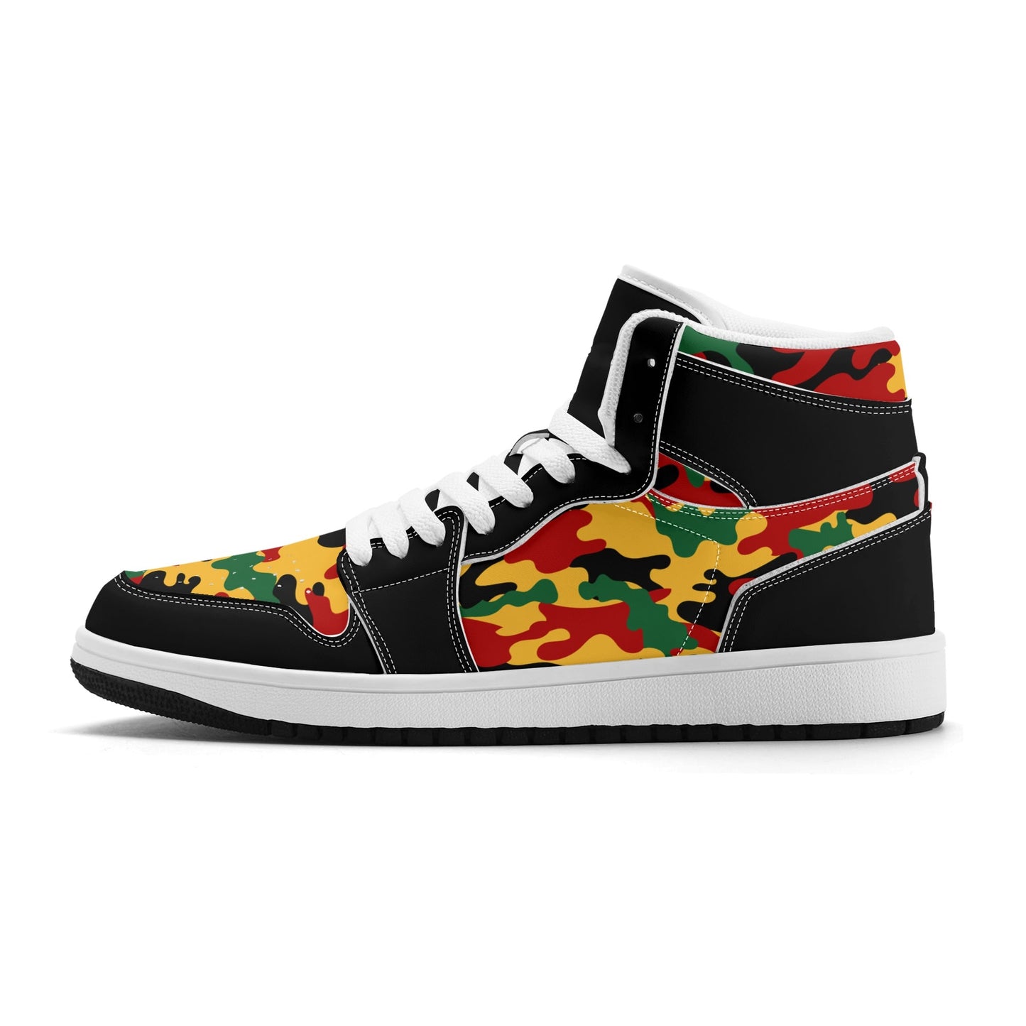 Rasta Black Shoes with camo print in black colorway