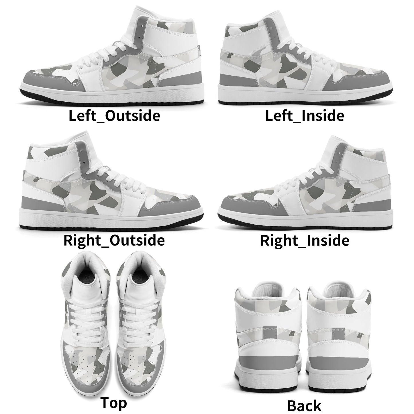 All White Shoes with camo print in white colorway