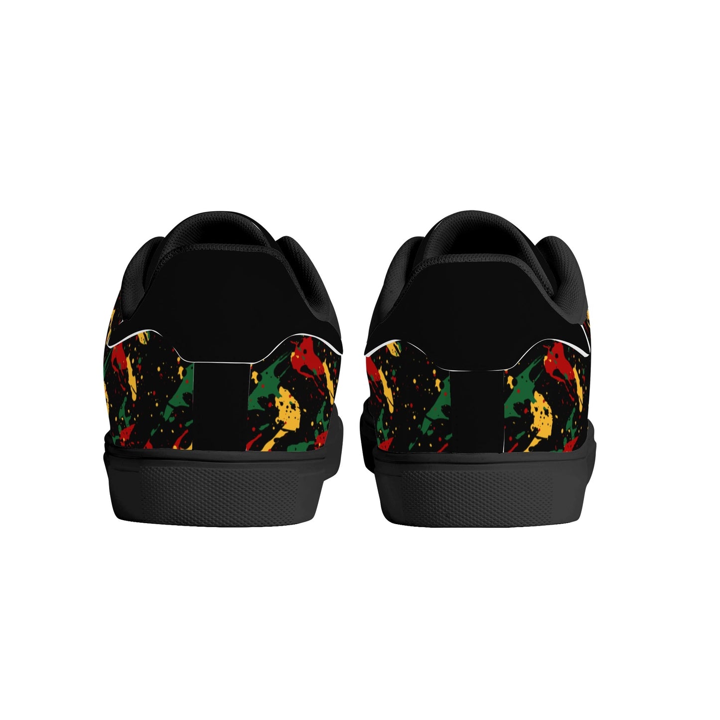 Rasta Lion Splatter Shoes with lion graphic in red/gold/green colorway