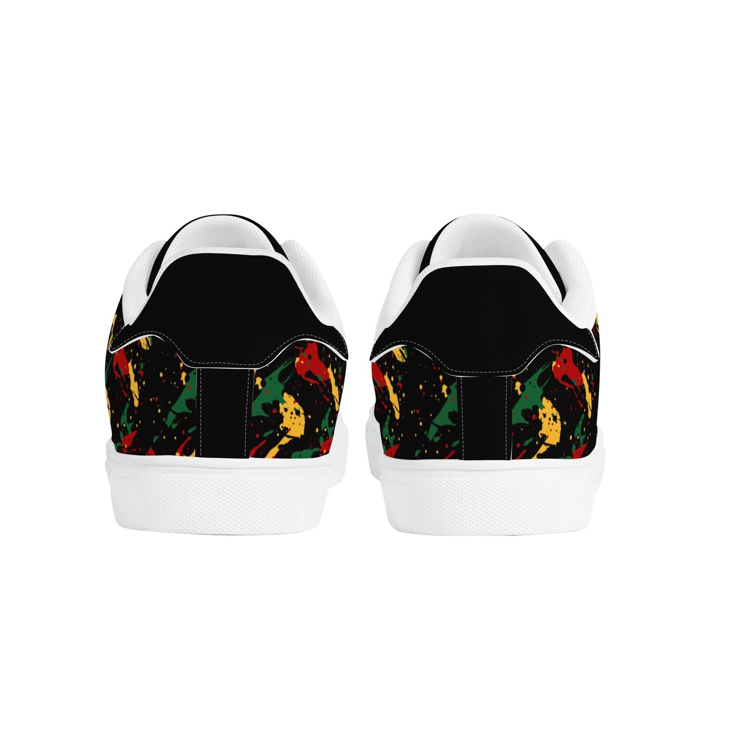 Rasta Lion Splatter Shoes with lion graphic in red/gold/green colorway