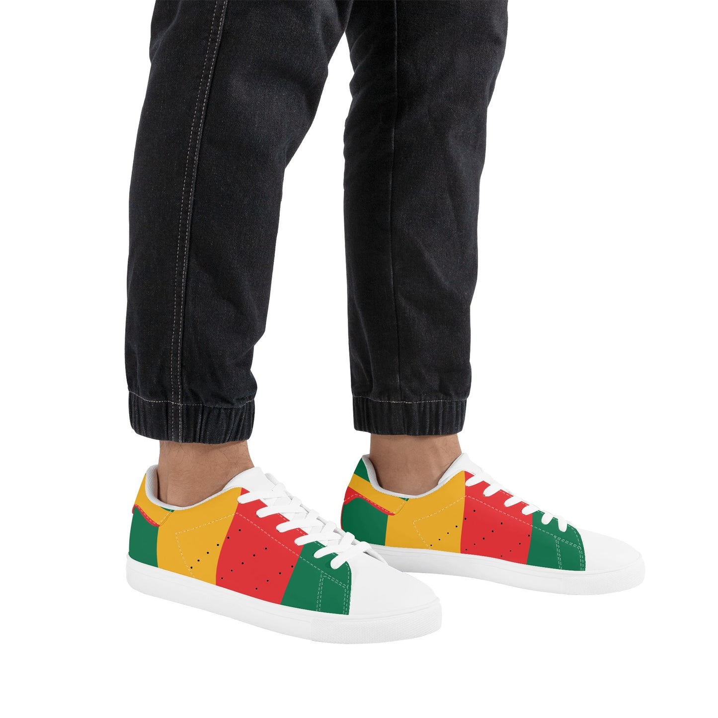 Rasta Stripes White Shoes striped accents in white colorway