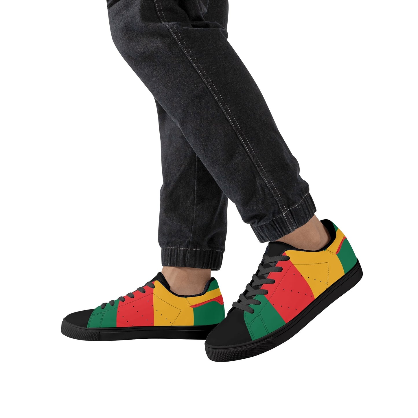 Rasta Stripes Black Shoes striped accents in black colorway
