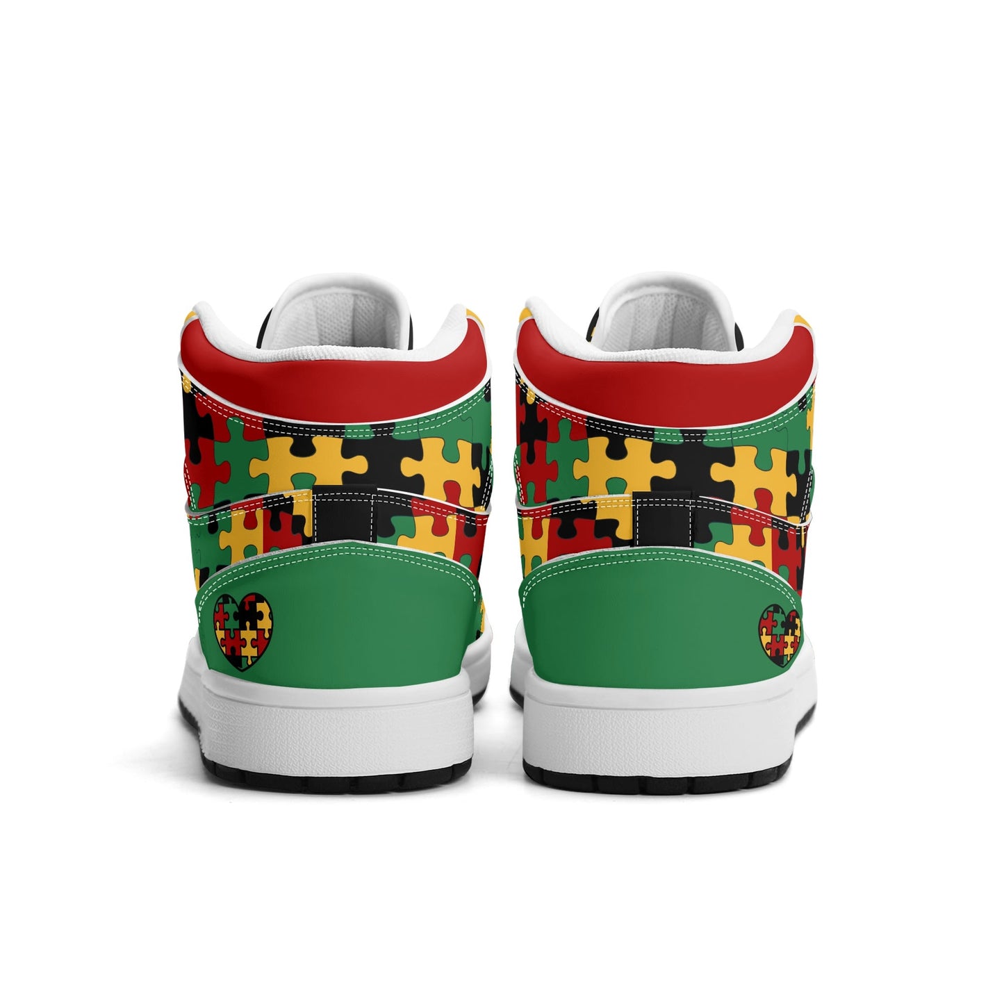 Jamaica Autism Awareness Shoes in black/green/gold colorway