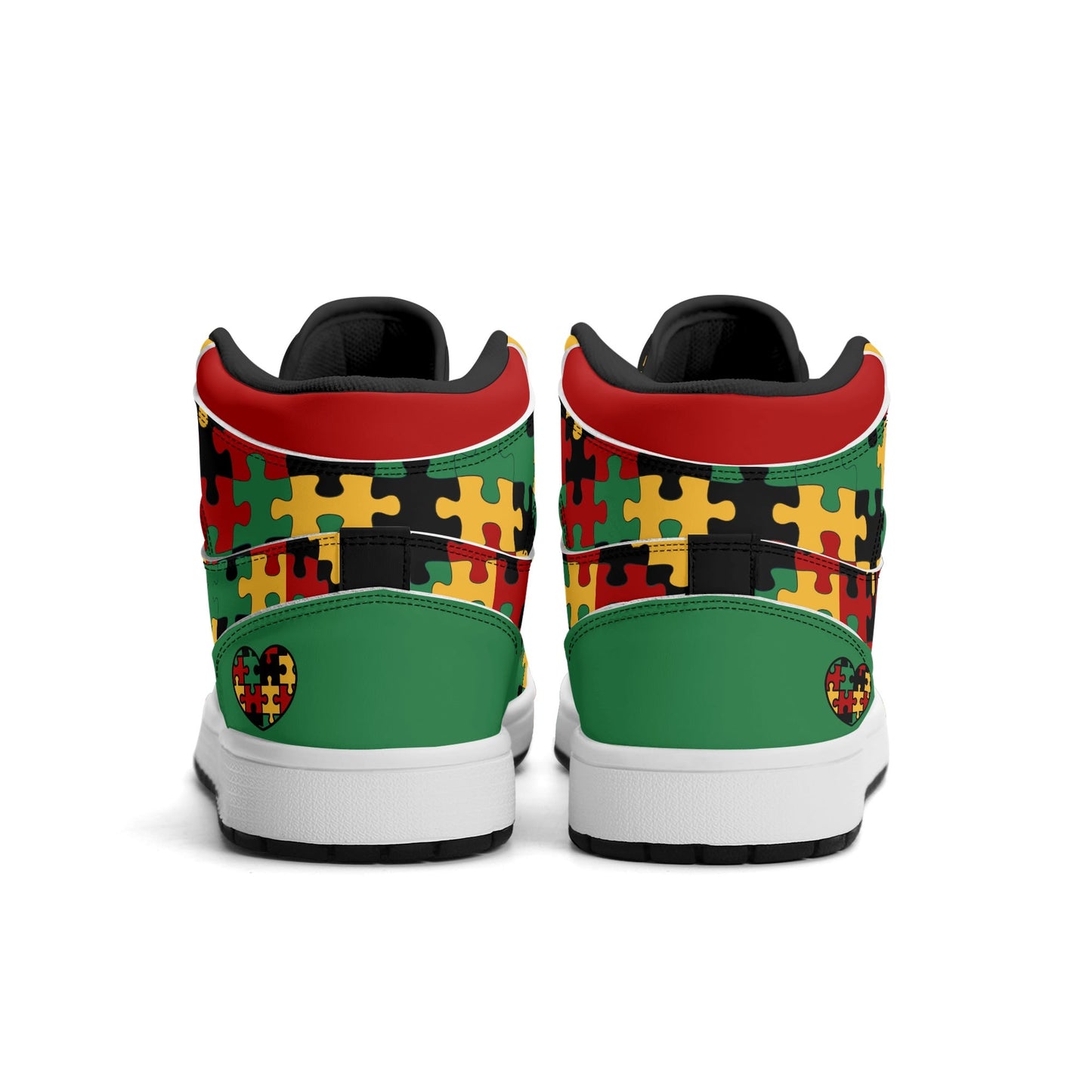 Jamaica Autism Awareness Shoes in black/green/gold colorway