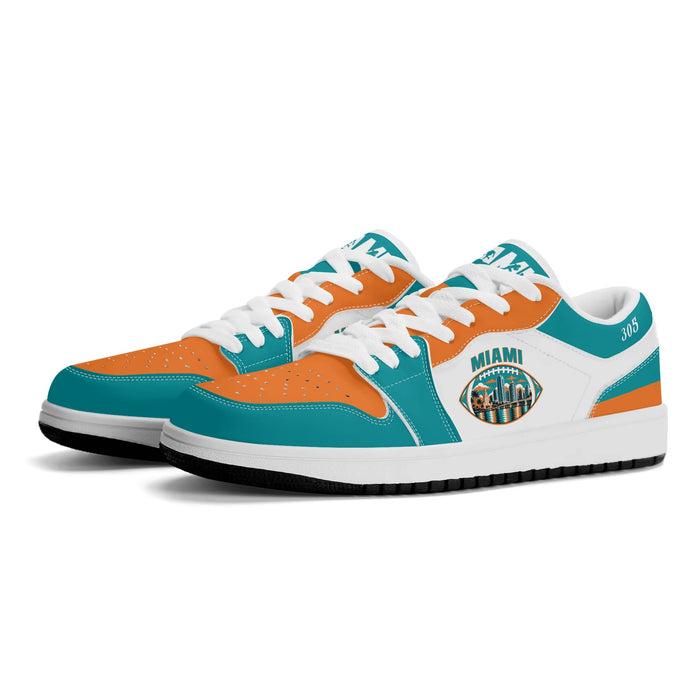 Miami Football-Inspired Low Top Sneakers Aqua & Orange - Jamrock Low