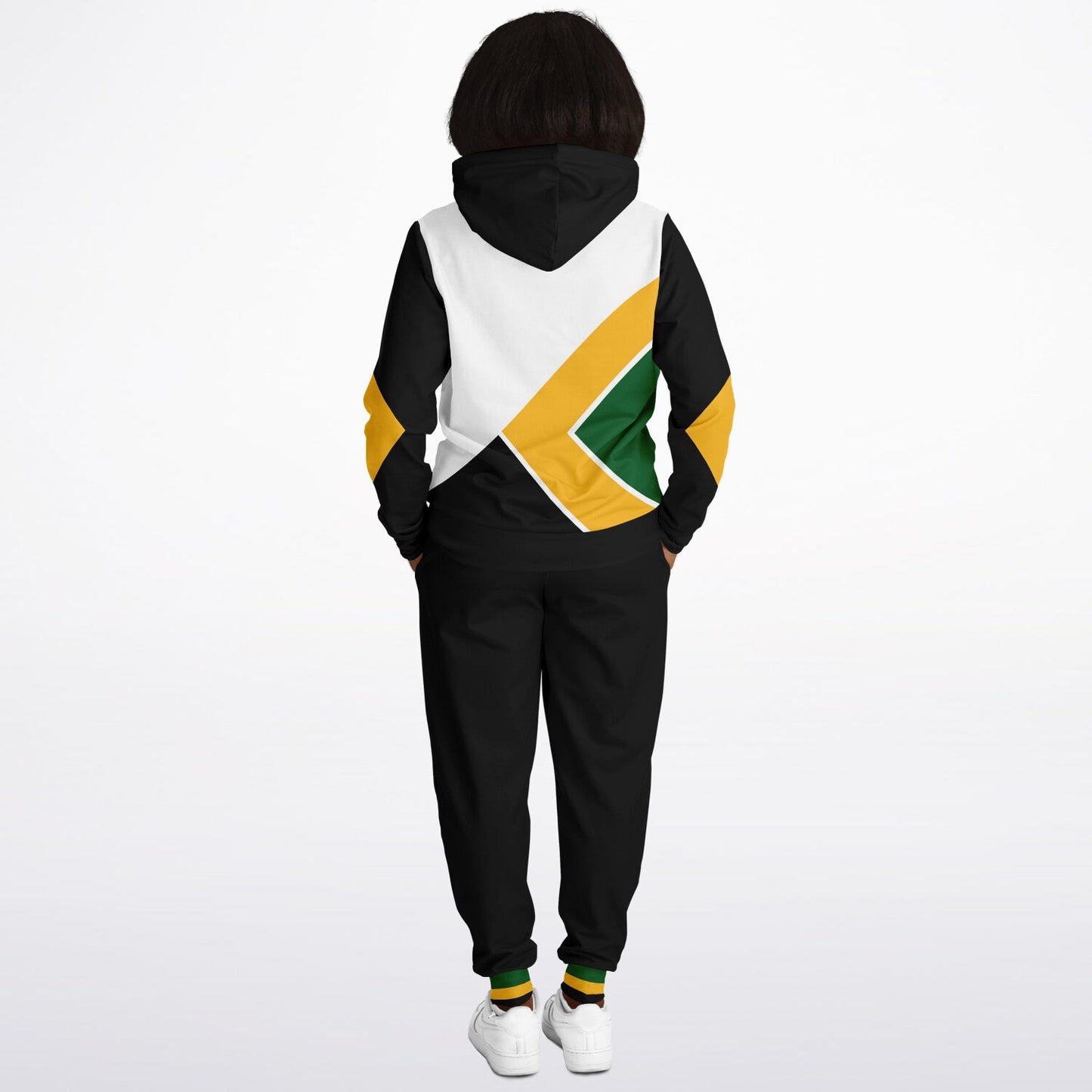 Jamaica Pullover Hoodie & Jogger Set - Trelawny Trim White Black - Casual