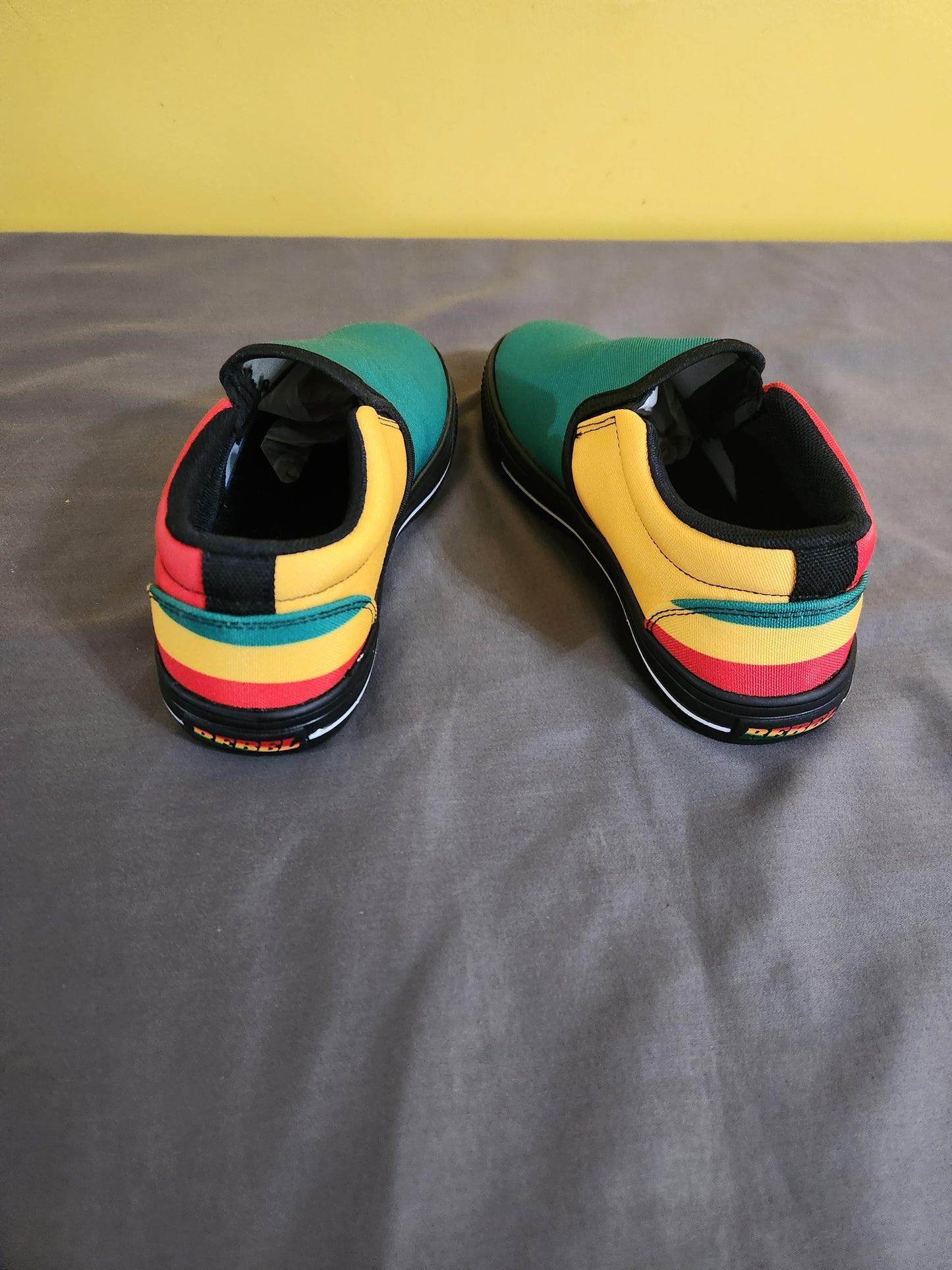 Rasta Colored Slip On Shoes - Size 7 Women