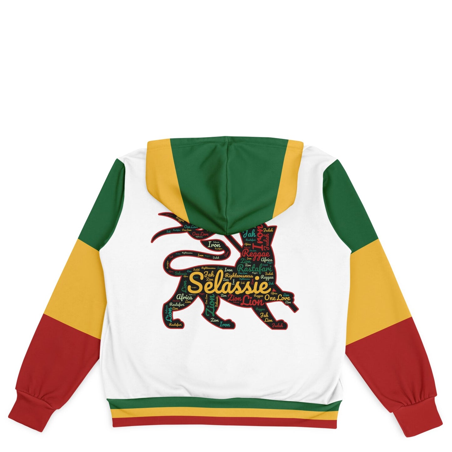 Rasta Lion Of Judah Hooded Baseball Jacket White