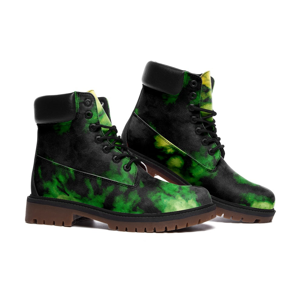 Black & Green Suede Boots Shoes in black/green colorway