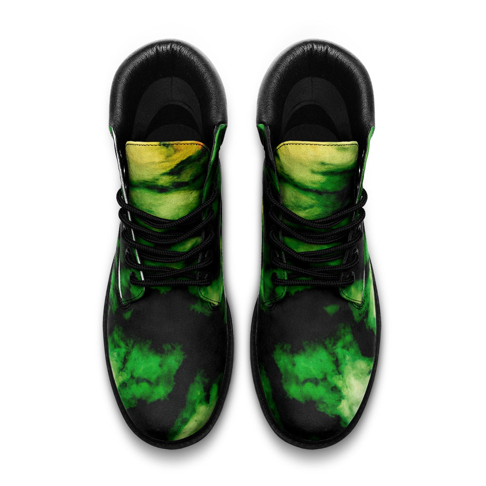 Black & Green Suede Boots Shoes in black/green colorway
