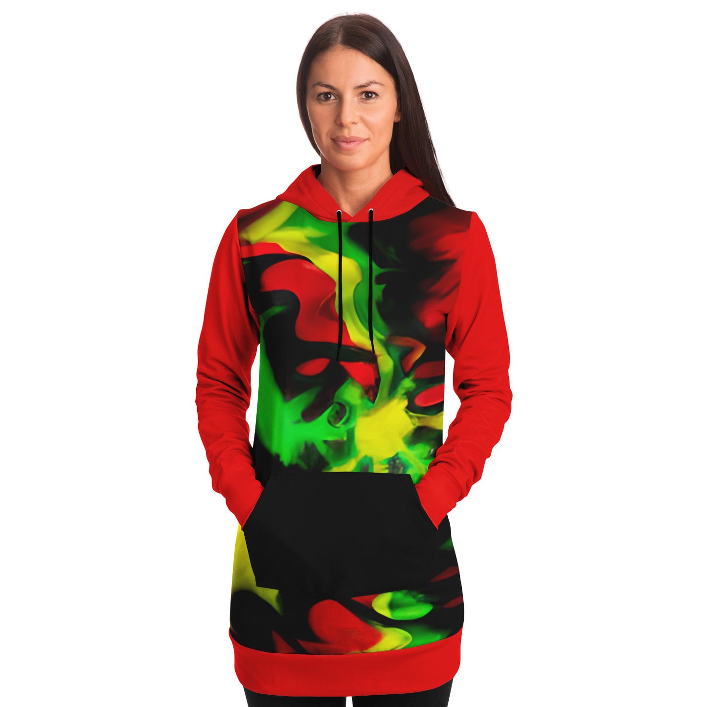 Tie Dye Rasta Hoodie Dress - AOP