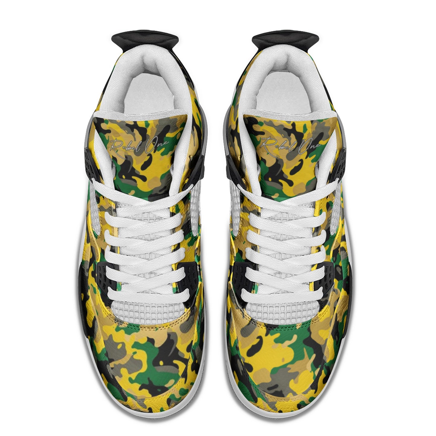 Jamaica Camo Shoes with camo print in black/green/gold colorway