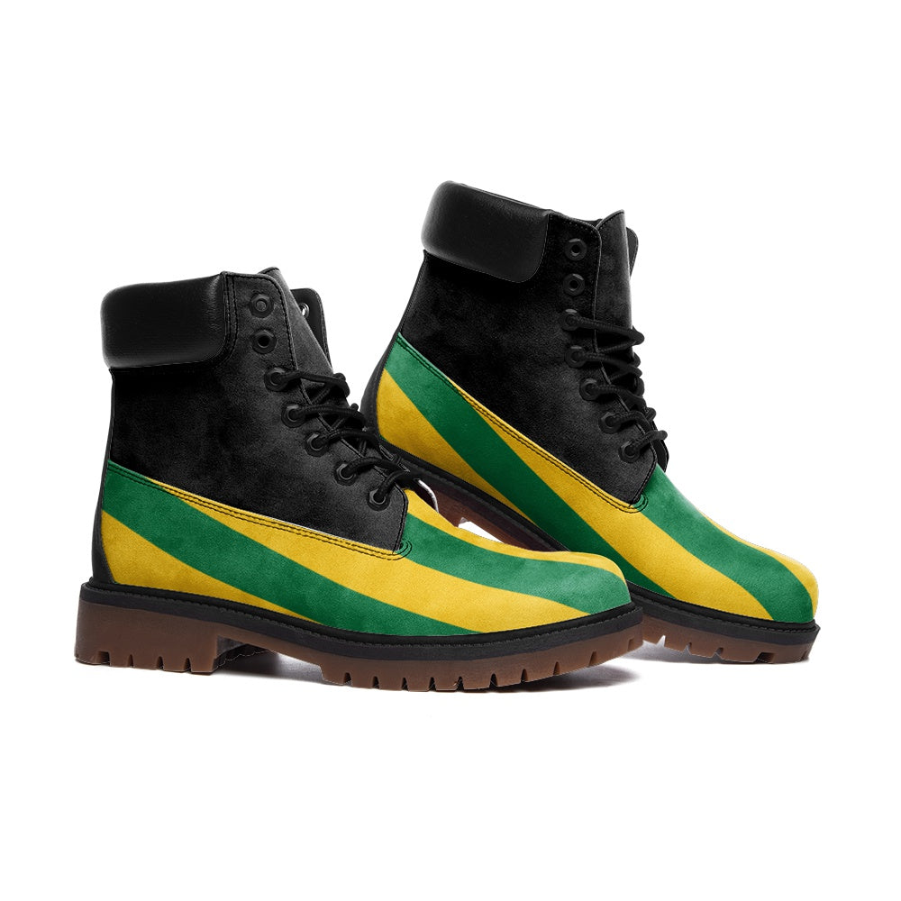 Jamaica Stripe Shoes striped accents in black/green/gold colorway