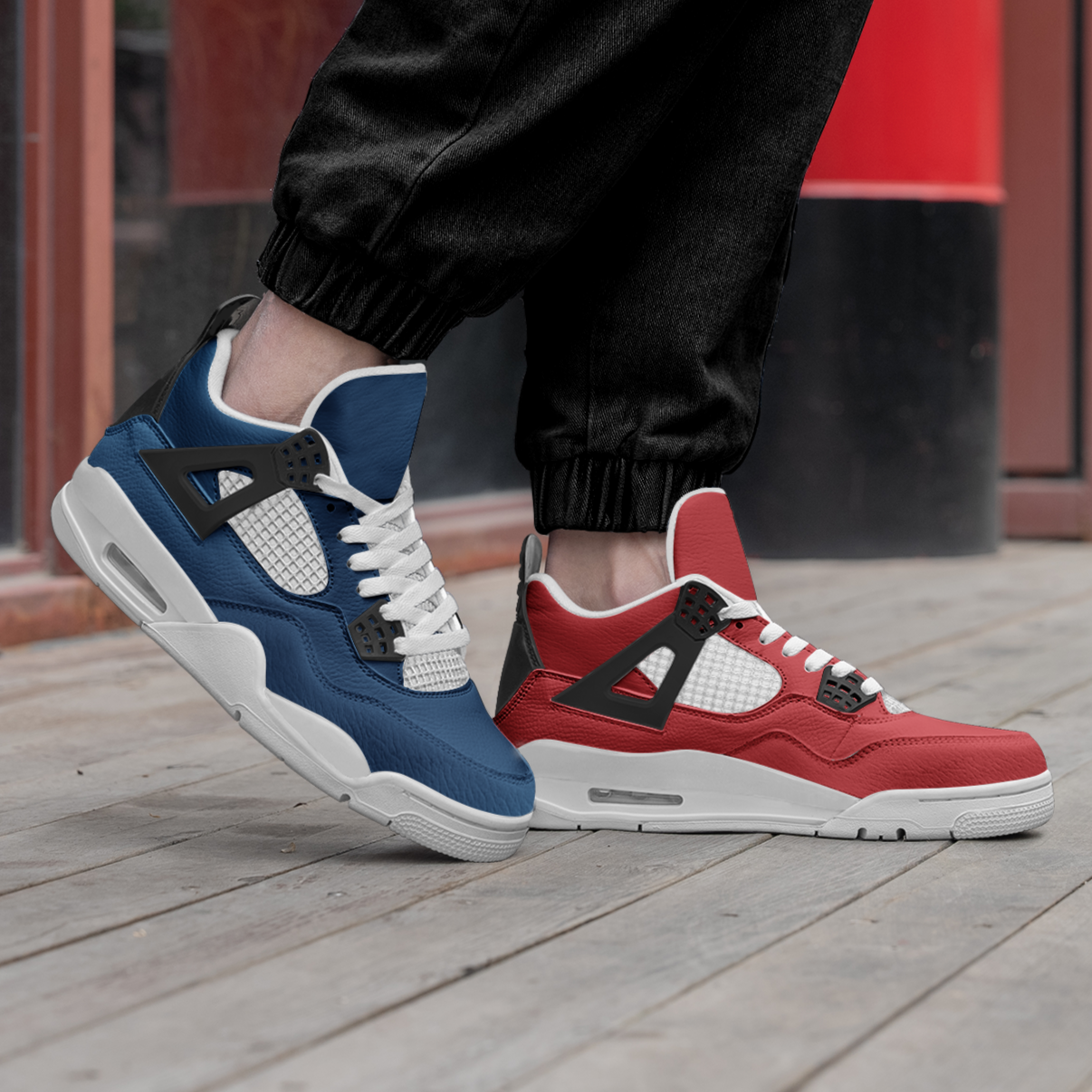 USA Red Blue Mid Shoes in red/blue colorway